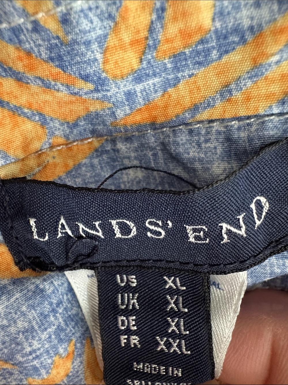 Lands' End Blue Swim Shorts with Orange Pineapple Print - Picture 3 of 10